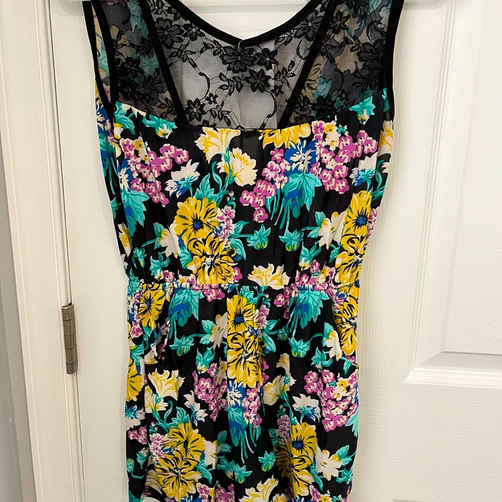 Floral Lace Jumpsuit - Black and Yellow-NEW